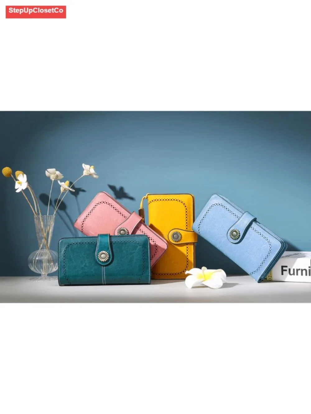 Large Leather Wristlet Wallet RFID Blocking Card Holder